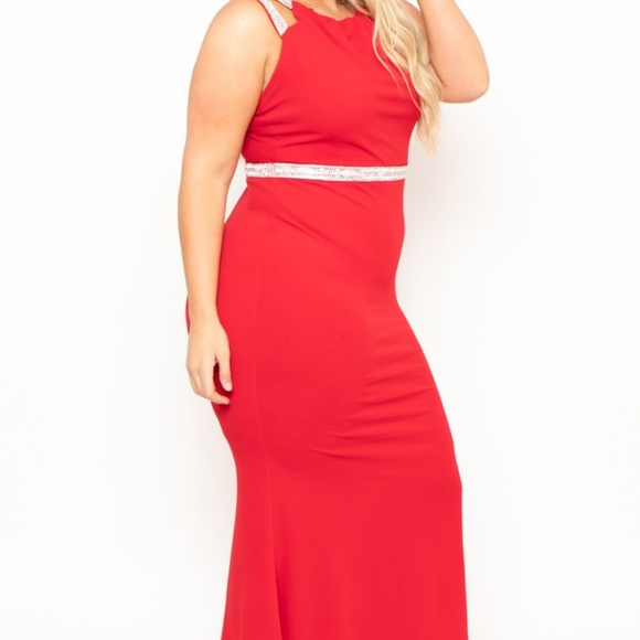 PLUS SIZE AUDREY RHINESTONE GOWN - Picture 2 of 5